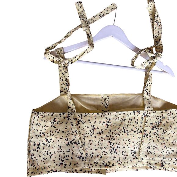 Nicholas NWT Wylda Linen Tie Strap Crop Top in Charlsbury Olympic - Picture 10 of 11